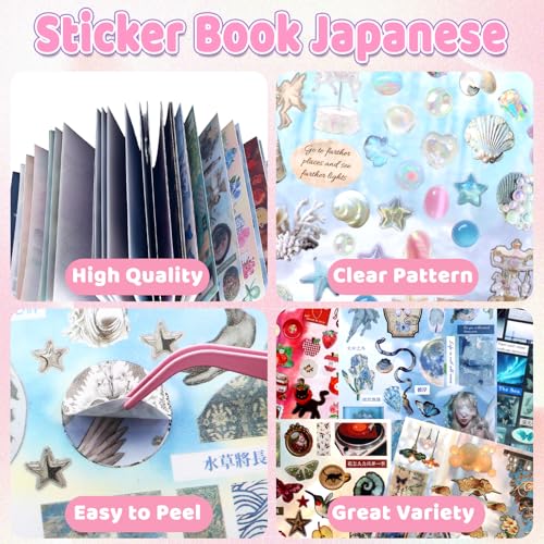 Image of 990Pcs Cute Scrapbook Stickers Travel Y2k Japanese Sticker Book for Adult Kawaii Korean Stickers for Journaling Laser Aesthetic Sticker Glitter Toploader Decor for DIY Card Art Craft 30 Page Starburst