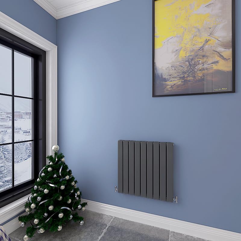 Acezanble∣Horizontal Designer Flat Panel Radiator Anthracite 600x612mm Double Panel Central Heating — image 1