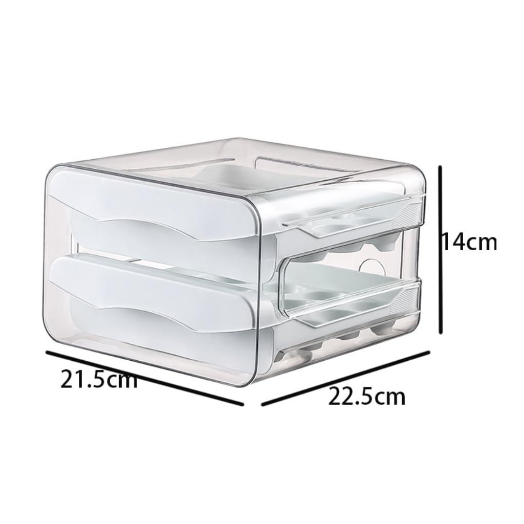 Recipientes para Alimentos Caja de almacenamiento de huevos for refrigerador, cajón de doble capa, soporte for caja de huevos de cocina for el hogar, caja fresca de almacenamiento para Refrigerador Fr