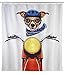 Produktbild WENKO Duschvorhang Biker Dog - waschbar, mit 12 Duschvorhangringen, Polyester, 180 x 200 cm, Mehrfarbig