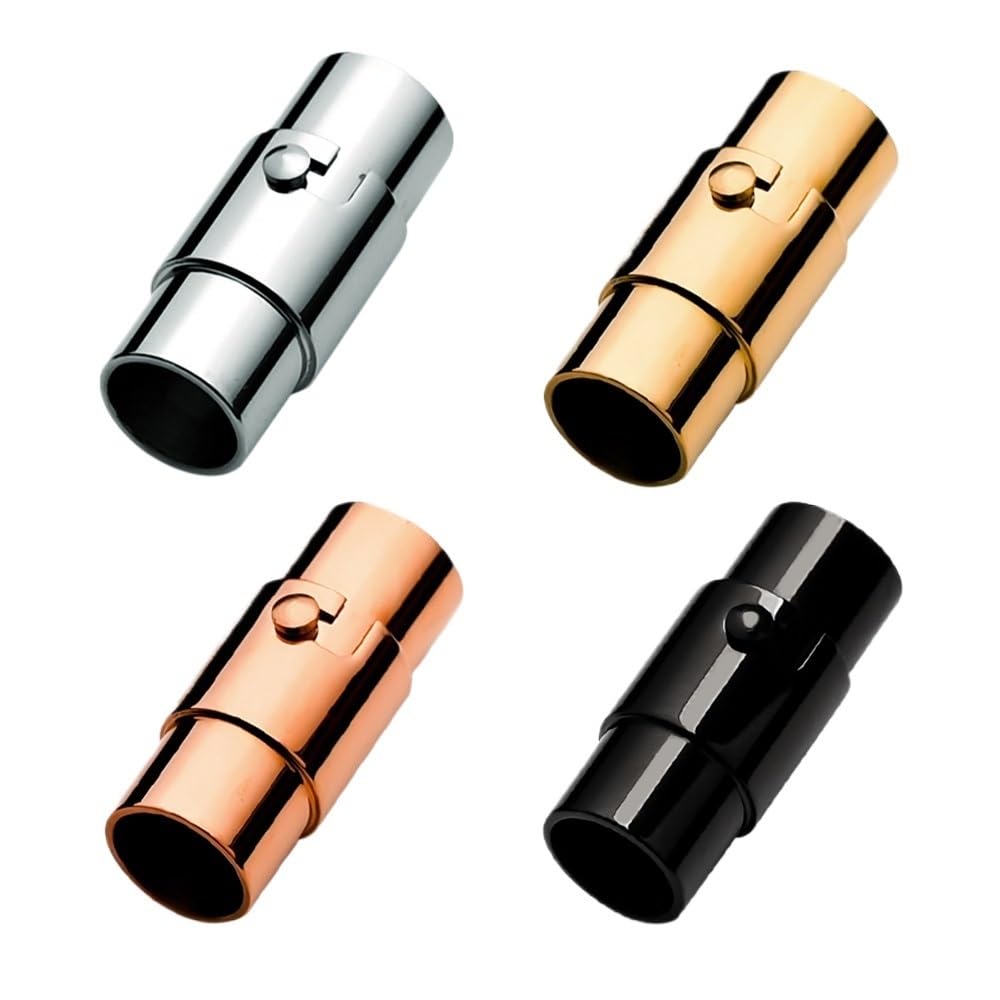 2 Stück 2–10 mm starke magnetische Sicherheitsverschlüsse aus Edelstahl, passend für runde Lederschnur, Armbandverbinder, Schmuckherstellung, Schwarz, Lochdurchmesser 8 mm, Goldlochdurchmesser 5 mm