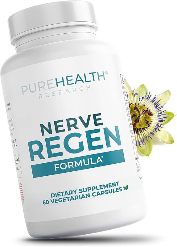 Evorina PUREHEALTH RESEARCH Nerve Regen Formula - Nerve Support Supplement for Feet & Hands - with Alpha Lipoic Acid ALA, Benfotiamine, Acetyl L-Carnitine, Riboflavin, Vitamin B6, B12, D & More - 60 Capsules | High Strength Herbal Supplement | Clean Label Ayurvedic Wellness-image-25