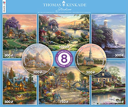 Ceaco - 8 in 1 Multipack - Thomas Kinkade - (2) Round 300 Piece, ...
