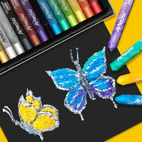 Image of Artecho Metallic Oil Pastels Set of 12 Colors (10 x 70 mm) | Soft Oil Pastels, Art Painting, Drawing, Blending