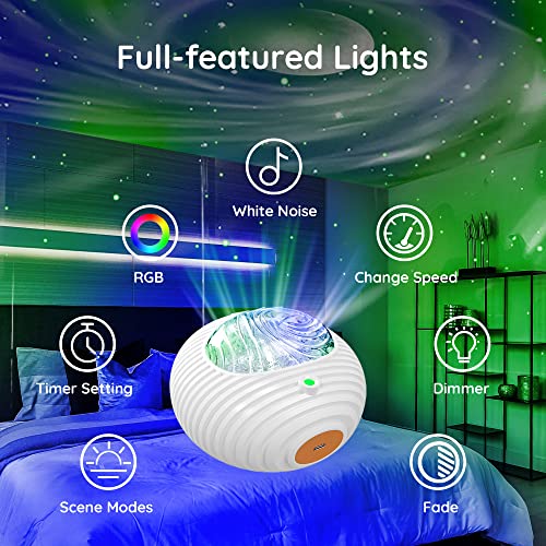 Lumoonosity Projector Light - Flying Saucer Galaxy Projector With 13 Colors, Aurora, Milkyway, Moon Effect With Relaxing Ocean Wave, White Noises- Star Light Projector For Bedroom, Teens Room Decor #TOP5