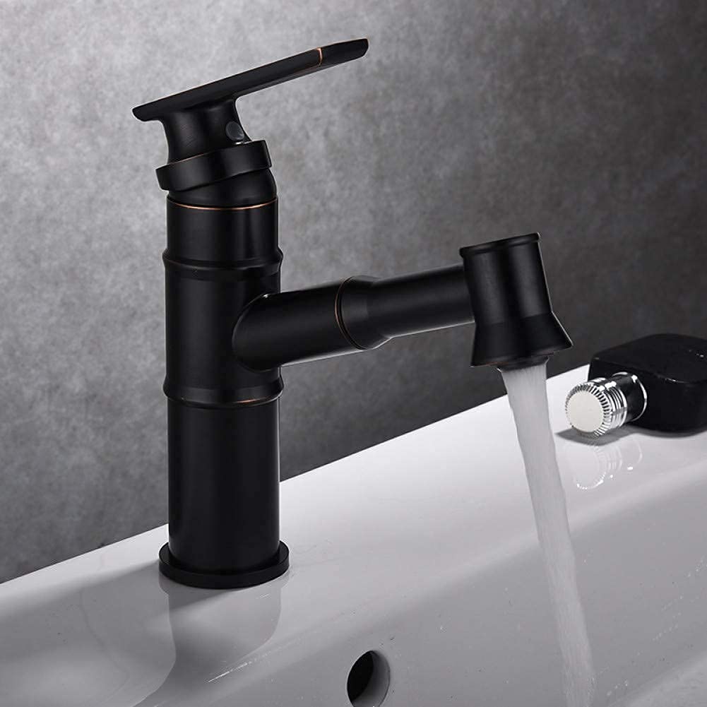Robinet de lavabo noir en cuivre résistant aux fuites et calcaire