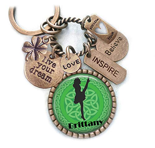 Custom Name Irish Dancing Keychain, Backpack Clip or Necklace, Map of Ireland, Shamrock, Live Your Dream, Follow Your Heart, Girls, Teens, Women, Irish Dancer Gift