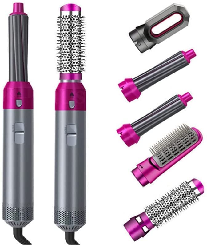 Hair Blow Dryer Hot Air Curler 5 in 1 Hot Air Brush Styler, Straightening & Curly Hair Dual-Use,Negative Ion Hair Straightener Volumizer Hair Curler Hot Air Wrap Comb Brush