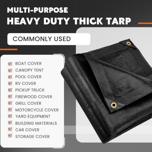 Keten Tarps Heavy Duty Waterproof 10x20 Feet Extra Thick 16 Mil (Black) by Keten - Used condition - Image 8