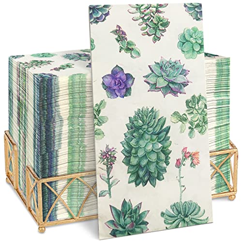 Algpty 150 Pack Cactus Paper Napkins For Guest, Succulent Paper Napkins Disposable Decorative Watercolor Succulent Paper Hand Towels For Bathroom Guest Paper Napkins For Wedding Birthday Dinner Party #TOP10