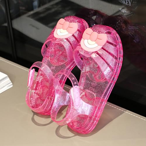 Girls Sandals Cute Rainbow Bowknot Jelly Shoes Summer Outdoor Casual Closed Toe Dress Flat Sandal with Ankle Strap4