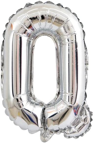 Bubble Trouble® English Alphabet Letters A-Z and Numbers 0-9 in 16 inch SilverFoil Letter Balloons for Party Decoration Select & Make Your Own Custom Phrase Silver Foil Letters (Letter "Q" Silver)