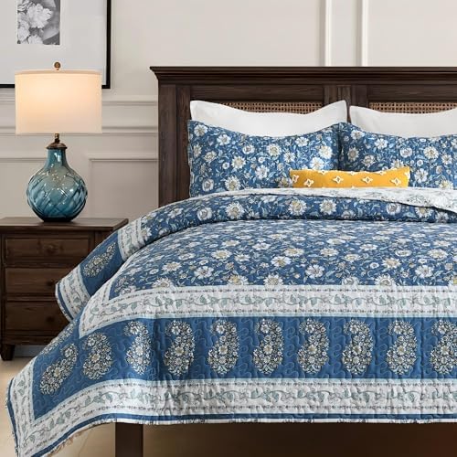 HORIMOTE HOME Floral Quilt Set Queen Size, Farmhouse Cottage Bedd...