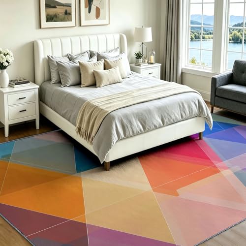 Tapis lavable 80x150 cm géométrique moderne antidérapant multicolore - 3