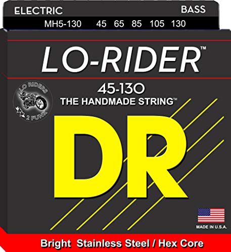 DR String MH5-130 Low Rider Jeu de cordes pour guitare basse - Les Beatles, Paul McCartney, John Lennon, RIngo Starr, George Harrison DR String MH5-130 Low Rider Jeu de cordes pour guitare basse