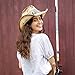 TOVOSO Straw Cowboy Hat for Women and Men with Shape-It Brim, Western Cowboy Hat, Turquoise/Beads - Tea Stain