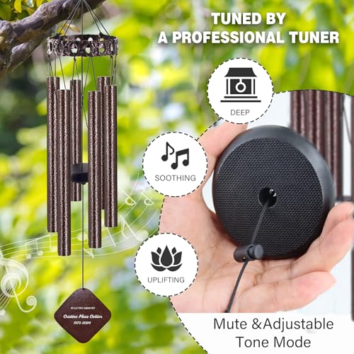 Image of ASTARIN Personalized Memorial Wind Chimes, 28 inch Sympathy Wind Chime for Loss of Loved One, in Memory of Mother Father, Bereavement Commemorative Funera Gift Idea, Bronze
