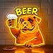 Astuddy Dog Beer Neon Sign – USB Powered Bar Wall Decor with Dimmer,Funny Bulldog Holding Beer Glass for Man Cave,Game Room,Kitchen,Pet Lovers,Bar Signs