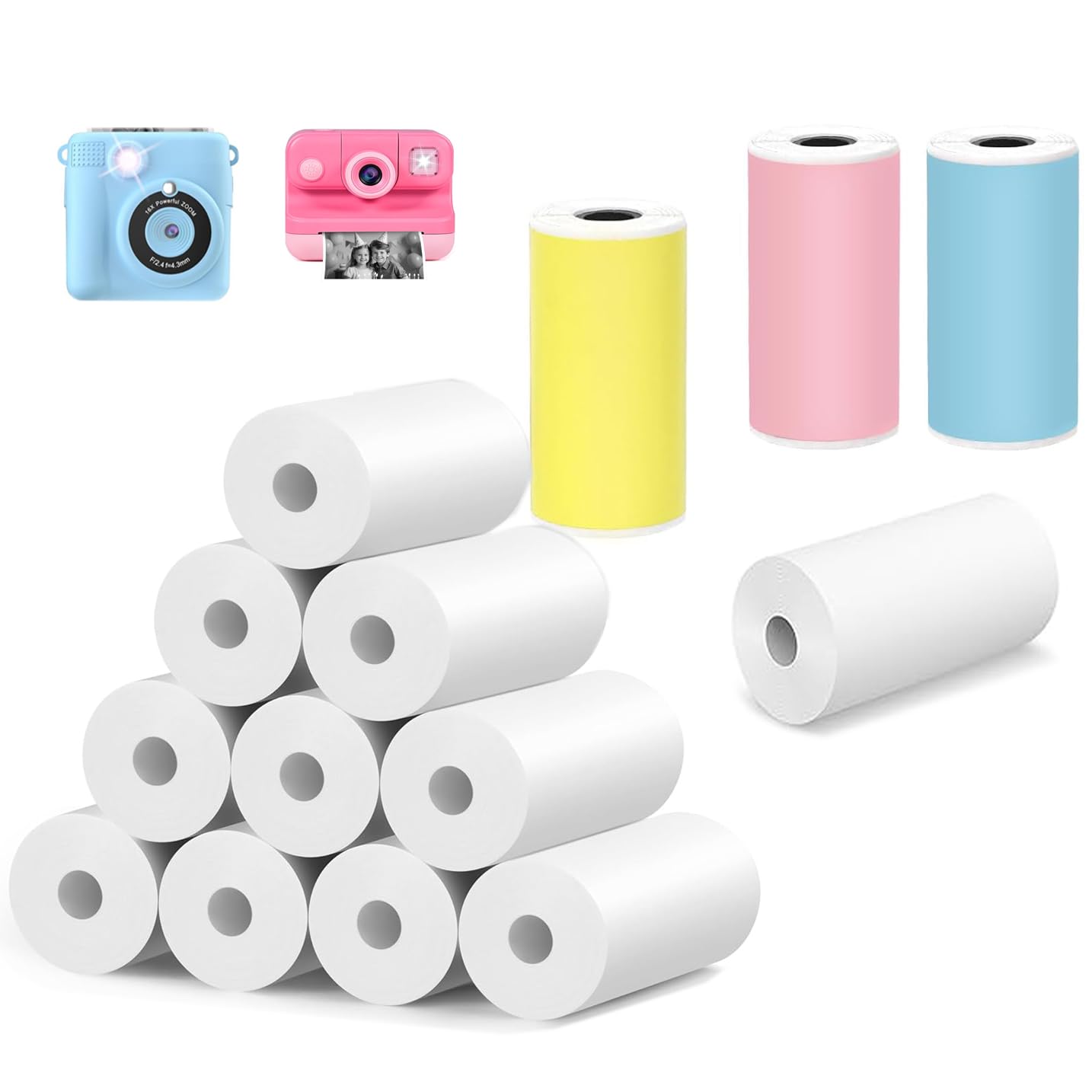 YOUHOOL 13 Rolls Kids Instant Print Camera Paper 57X25mm Photo Thermal Printer Paper Roll Refill Compatible with Most of Instant Print Cameras