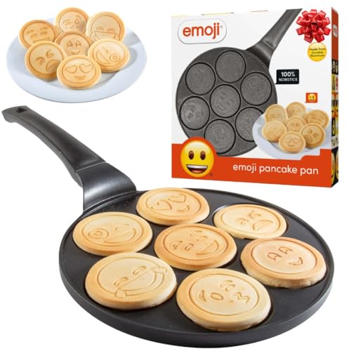 Official Emoji Liscense - Large NonStick Smiley Face Pancake Pan Griddle- 7 Fun Mini...