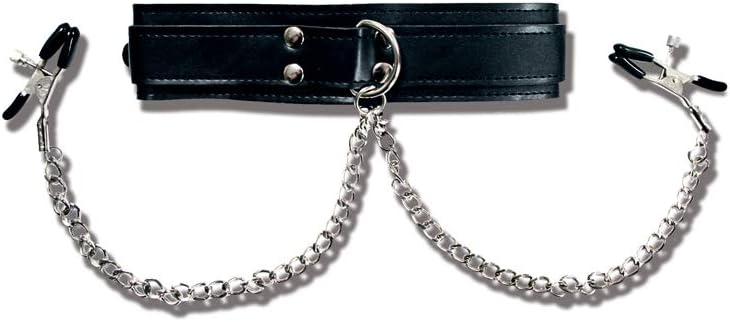 Sex & Mischief Sportsheets Collar with Nipple Clamps