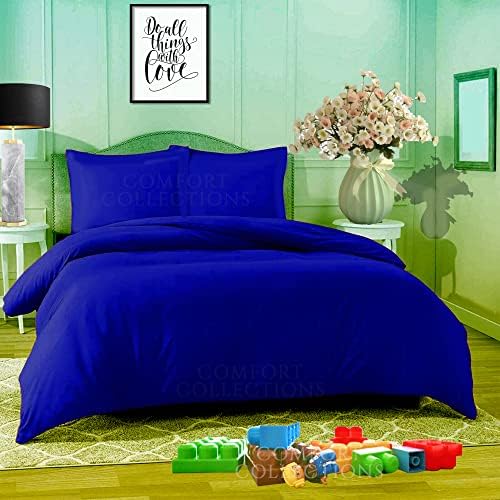 Comfort Collections Duvet Quilt Cover With Matching Pillow Cases Plain Dyed Poly Cotton Easy Care Bedding Set COLOUR NAVY DOUBLE