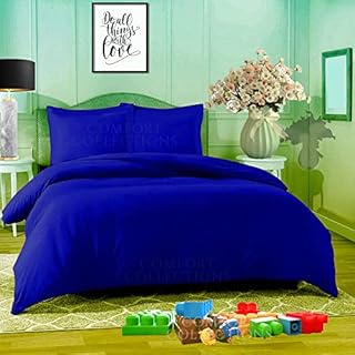 Comfort Collections Duvet Quilt Cover With Matching Pillow Cases Plain Dyed Poly Cotton Easy Care Bedding Set COLOUR NAVY DOUBLE