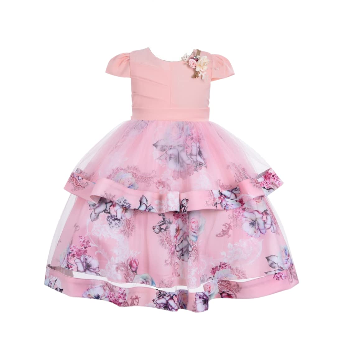 Cosplay Life Elegant Flower Dress for Girls Young Adult Fashion Bow Flower Waistline Kids Party Festival Ages 5-9 Years Old (Pink, 7yrs) — view 24