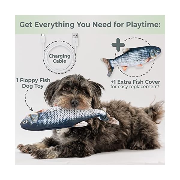 Floppy-Fish-Dog-Toy-Interactive-Dog-Toy-with-Moving-Tail-Extra-Skin-USB-Charged-Flopping-Fish-Toy-for-Dogs-up-to-30lb-Small-Dog-Toys-Interactive-for-Excercise-IQ-Machine-Washable-Cover USB Charged Flopping Fish Toy for Dogs