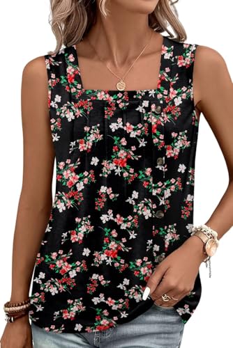 KISSMODA Womens Boho Tops for Summer Sleeveless Tanks Loose Fit Casual Blouse Daily Shirts for Leggings (S-3XL)