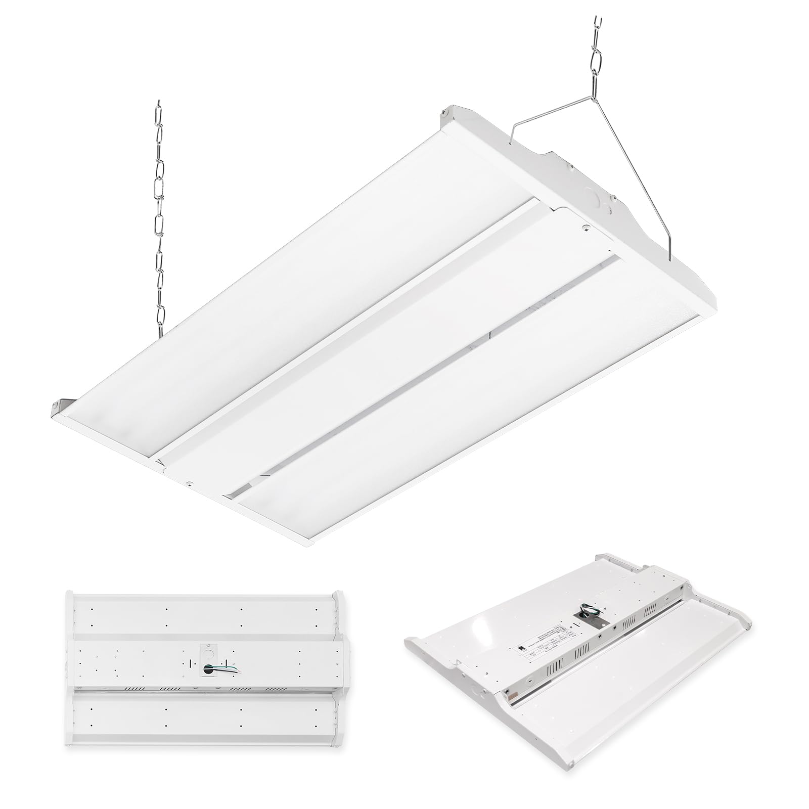 Smarton 155W LED Twin Panel ECO Linear High Bay Light, 20925LM 5000K High Bay Light,120-277V, 0-10V Dimmable, UL&DLC Listed Warehouse Lighting for Exhibition Hall, Supermarkets, 5 Years Warranty (1PK)