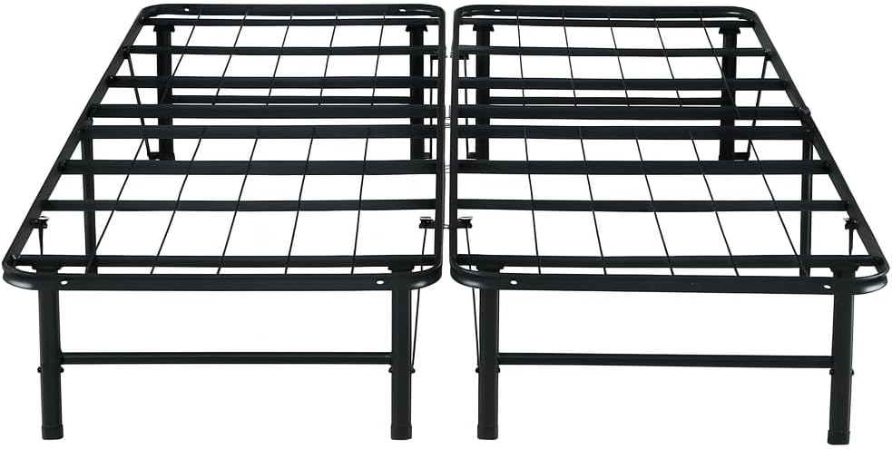 Naomi Home Foldable Queen Metal Bed Frame with 13-Inch Underbed Storage, Fully Assembled Steel Platform No Box Spring Needed, Squeak-Free 600 lb Capacity for Stress-Free Setup and Small Spaces, Black