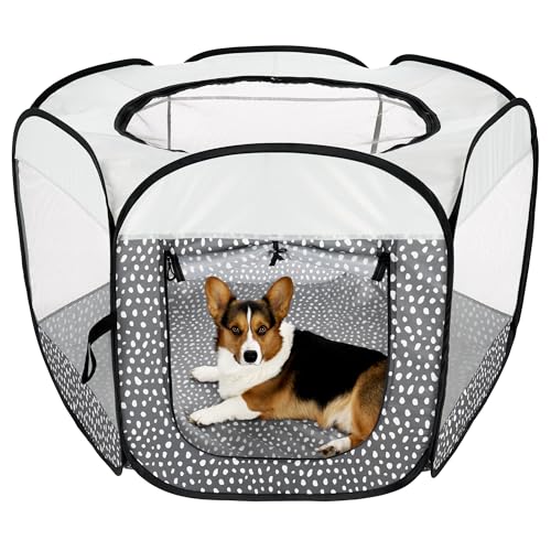 Image of Furhaven Portable Dog Playpen Cat Tent, Pet Playground,Kennel Foldable Indoor Outdoor Zippered Puppy Crate - Gray Pebbles, Large