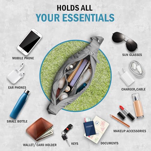 Image of Crossbody Bags for Women & Men | Stylish Sling Bags | Side Bag for Woman | Half Moon Crossbody | Chest Bag | Waist Bag for Woman | Sling Bag for Casual & Travel - Light Grey