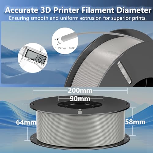 pla filament 175mm grey 1kg spool 22lbs 3d printer filament dimensional accuracy - 002mm suitable for most fdm 3d printers