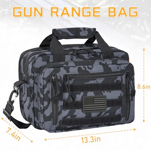 Image of Pistol Case, Gun Range Bags For 2 Pistols 6 Magazines Carrying Shooting Bag with Lockable Zipper for Shooting Range Outdoor Hunting