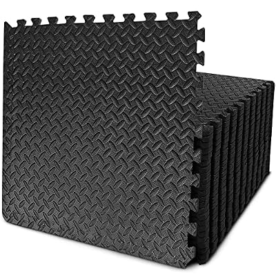 BEAUTYOVO Puzzle Exercise Mat with 12/24 Tiles Interlocking Foam Gym Mats, 24'' x 24'' EVA Foam Floor Tiles, Protective Flooring Mats Interlocking for Gym Equipment