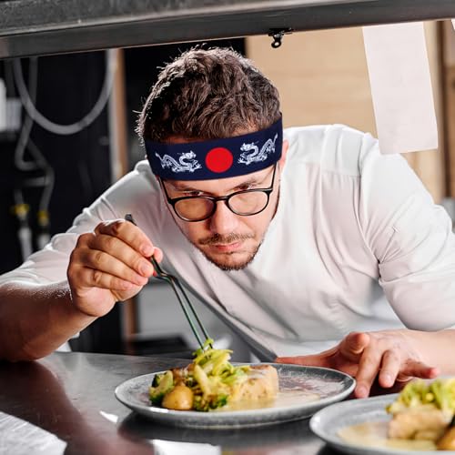 Diadema japonesa de algodón para hombre: pack de 2 bandas de cabeza estilo samurái para deporte 4