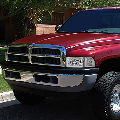 Image of DNA MOTORING HL-LB2-DR944-CH-CL1 Chrome Headlights With Pair LED Day Running Lights Replacement Compatible with 94-01 Dodge Ram 1500