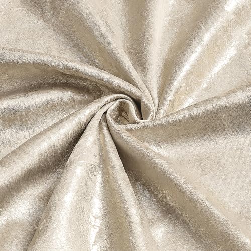 Elegant Abstract Metallic Marbled Velvet Curtain Pair - Heavyweight with Foil Print - Room Darkening Eyelet - Fully Lined for Thermal Insulation - Includes Two Tiebacks (Beige, 90" x 90" (228 x 228 cm)) - Image 5