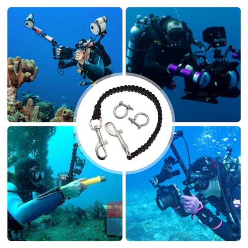 Correa de cámara de buceo anticaída con enganche elástico de 360 grados 7