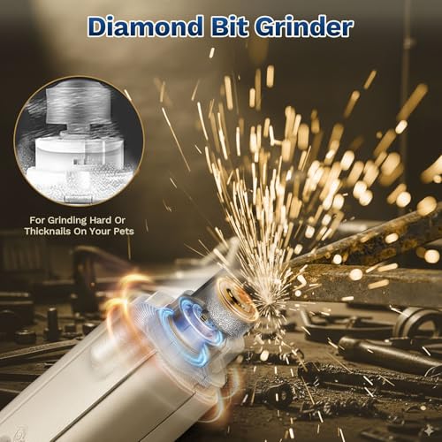 Image of 2-in-1 Dog & Cat Nail Clipper with Grinder - Dual Highlight LED Reduce Over-Trimming, Long Battery Cordless USB-C Rechargeable, Safety Lock & Catcher Cap, Quiet Home Grooming for Small Large Pets