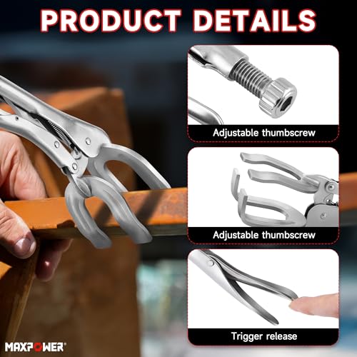 Image of MAXPOWER 10-inch Locking Pliers Welding Clamp, U-shaped Jaw Max Capacity Up to 3.54 inch, 2-Piece Locking Welding Clamps