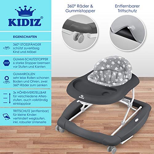 KIDIZ® 4 en 1 Babywalker juego y andador, función de columpio hamaca con ruedas, luz, música, centro de juegos, mesa de comedor, silla para caminar bebés a partir de 6 meses - imagen 4