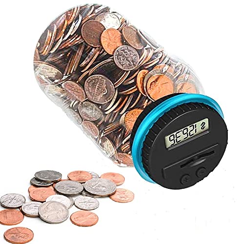 Digital Coin Bank Piggy Bank for Adults, Sannskrit Coin Counter, Plastic Money Saving Jar for Kids,Piggy Bank for Boys, Counting Coin Bank, Synchrony Bank Piggy Bank Girls(Blue)