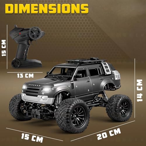 Image of Royal Cellar Defender Climbing Remote Control Car, 1:18 RC Monster Truck 2WD with Dual Spray Smoke, LED Lights, 2.4GHz Long Range, Alloy Body Off Road Car, Type C Rechargeable (Defender Off-Road)
