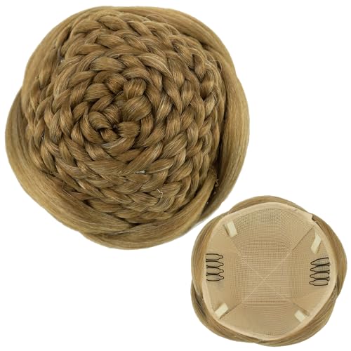 IMISSU Trenzado Bailarina Postizos de rosquilla Accesorios para cubrir el cabello Moño para el cabello Scrunchie Peluca Updo para mujer (M2 Mezcla Cobre)