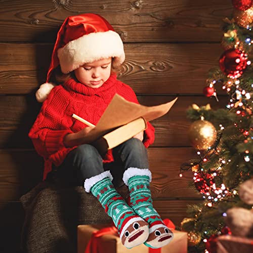 Jeyiour 4 Pairs Christmas Women's Fuzzy Slipper Socks Fleece Xmas Slipper Socks Thick Warm for Winter Christmas Party Gifts3