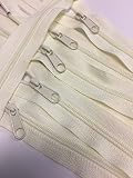 LOT of 10 Long Pull Handbag Zippers 14" Ivory #4 (5.1mm) Nylon Closed End
