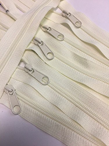 Lot Of 10 Long Pull Handbag Zippers 14" Ivory #4 (5.1Mm) Nylon Closed End #TOP8
